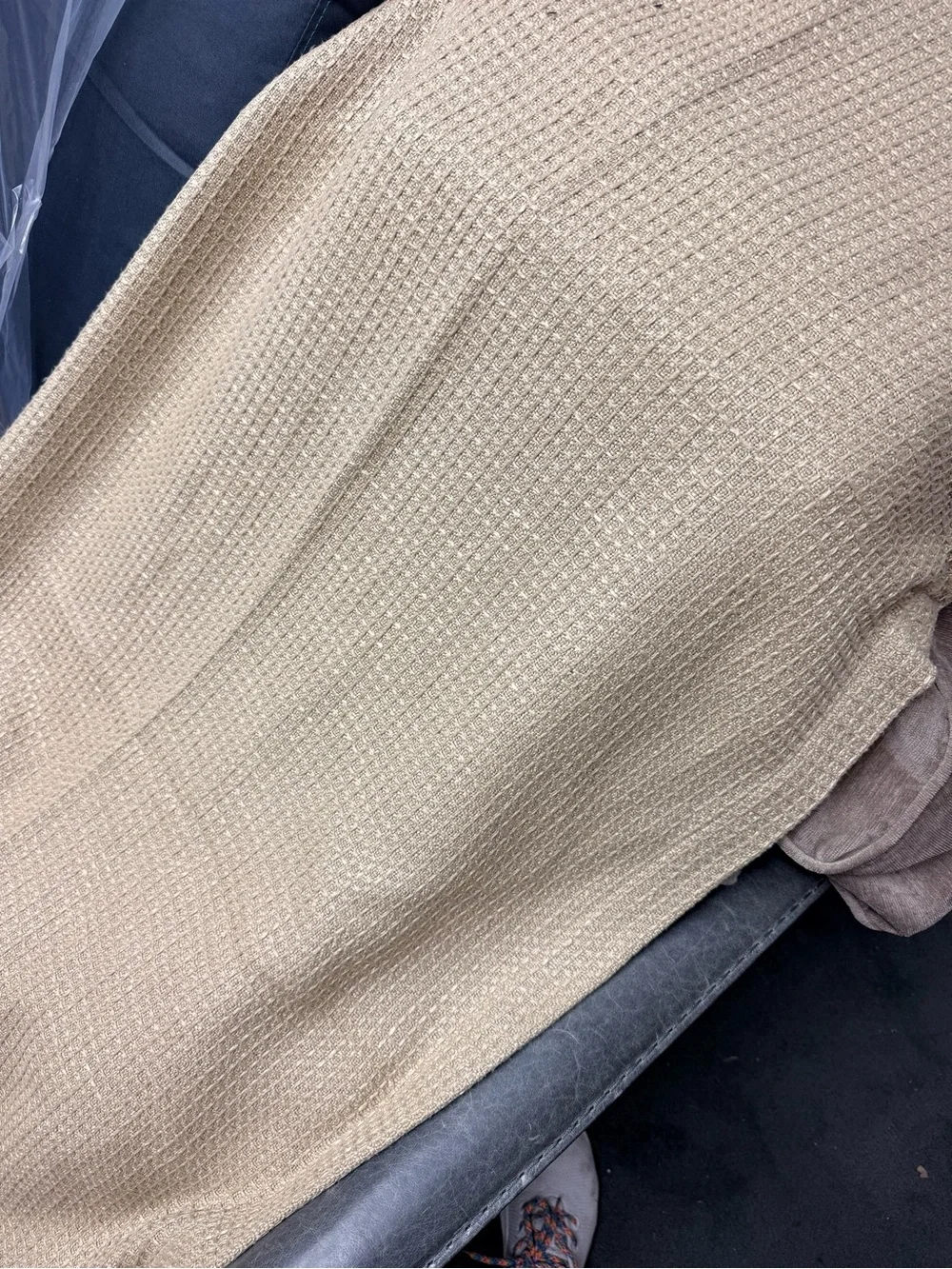 Taupe Waffle Knit Lovesac footsac blanket